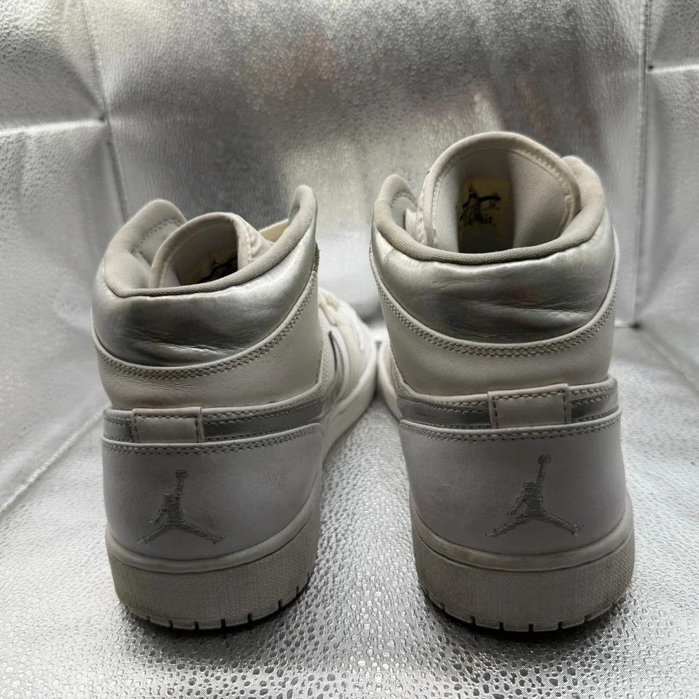 Size 12 Nike Air Jordan 1 Retro‎ Mid Pure Money White Mens Sneakers 554724-105